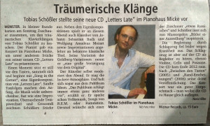 "Träumerische Klänge" -- Münstersche Zeitung, März 2013